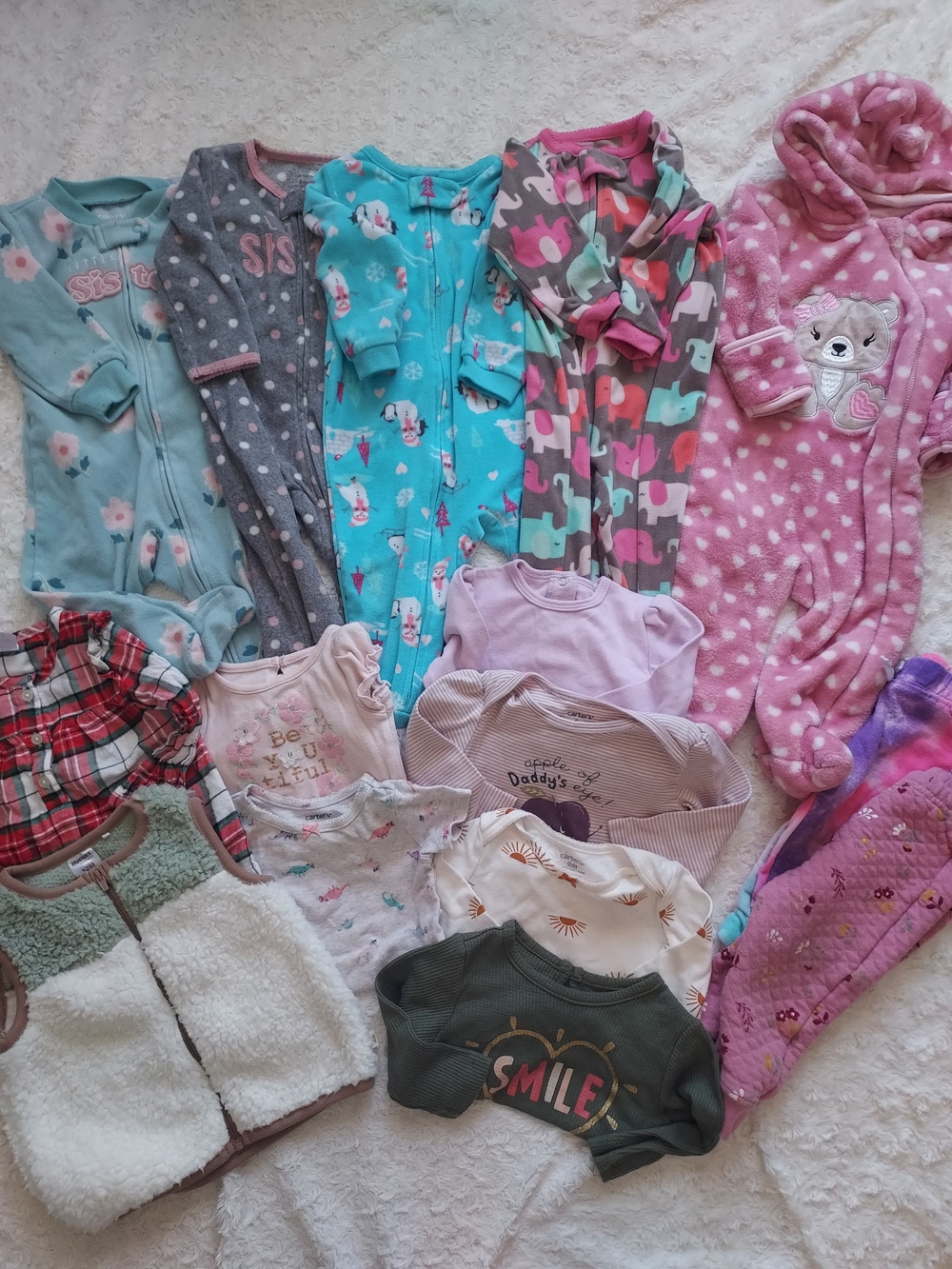 BUNDLE (15 pcs) 9-12mo Baby Girl Little Sister Cool Weather Clothes Fall Winter